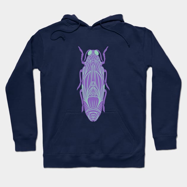 Purple Beetle Hoodie by Palindrome Art